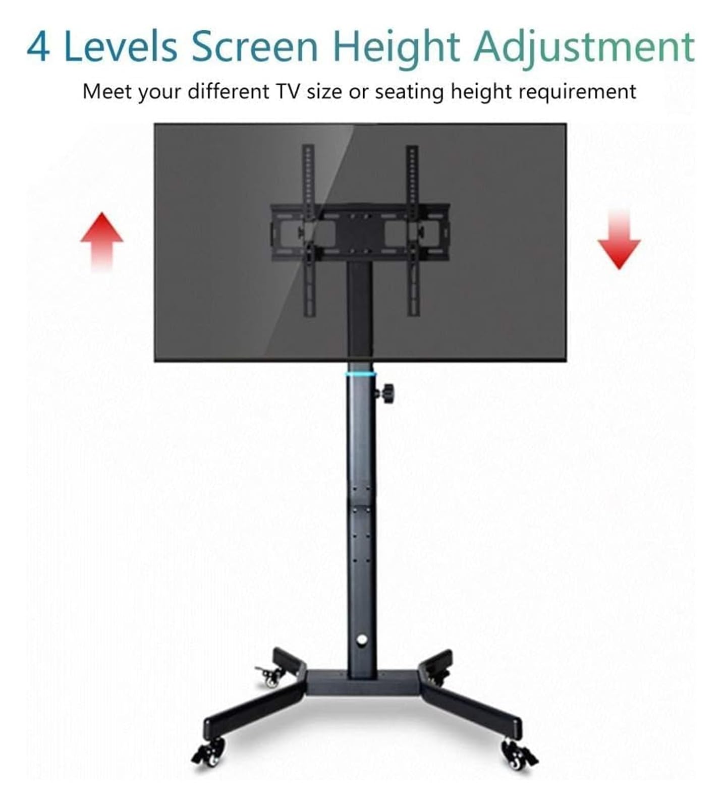 Soporte para TV con Ruedas y Altura Ajustable, Soporte de Montaje y Ruedas, Soporte para TV móvil para Pantallas de 32" 70", Oficina en casa y Eventos