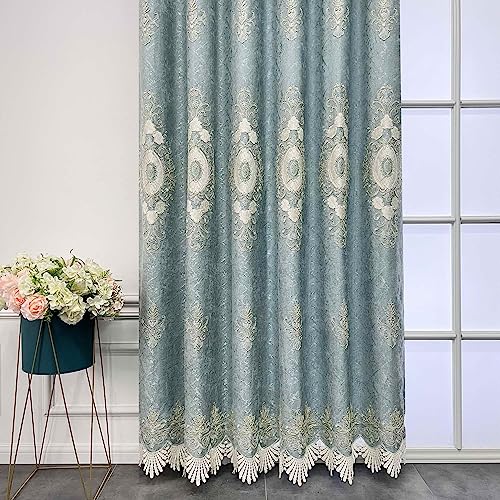 Aifmqq European Style Luxury Villa Chenille Embroidered Curtains For Living Room Grommet Top Delicate Flower Embroidery Royal Blackout Window Dapery Thermal Insulated 2 Panel #TOP3