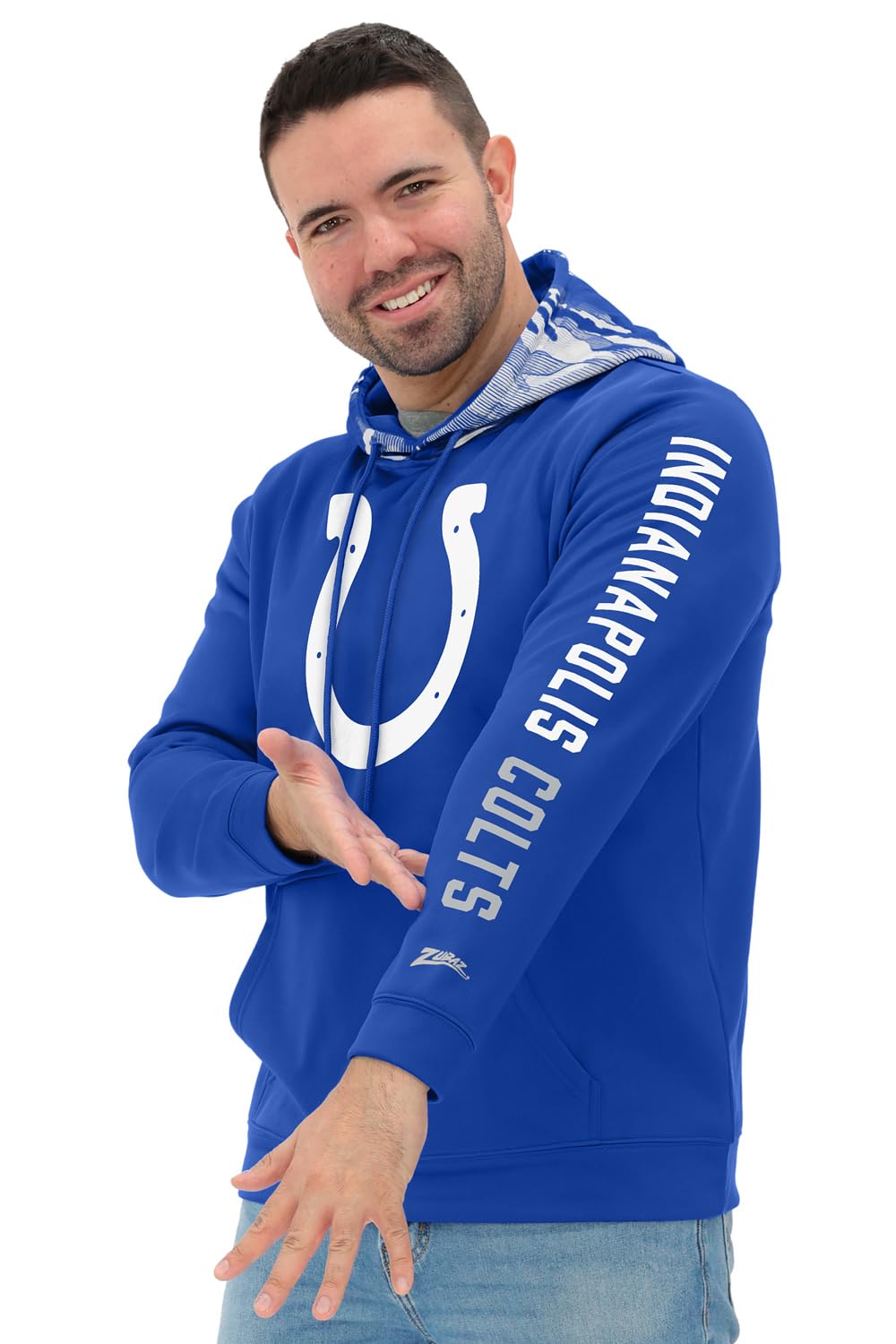 Zubaz NFL Football Men's Solid Team Hoodie with Camo Lined Hood and Sleeve Graphic — view 60