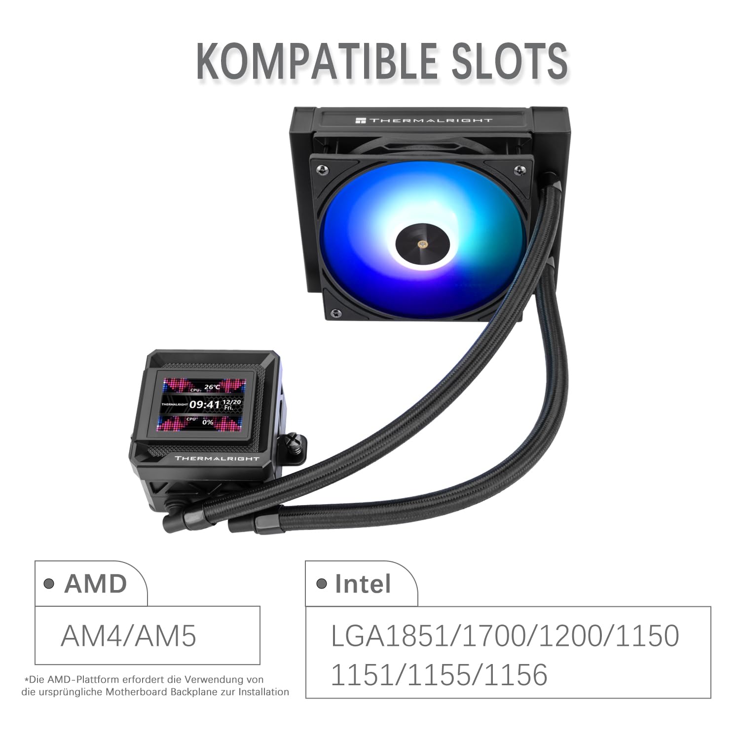 TR-Thermalright FW120 SE ARGB - Raffreddatore per CPU liquido, display LCD IPS da 2 pollici, risoluzione 320 x 240 (magnetica), design dello schermo fai da te, 120 mm, per AM4/AM5, Intel LGA1851/1700