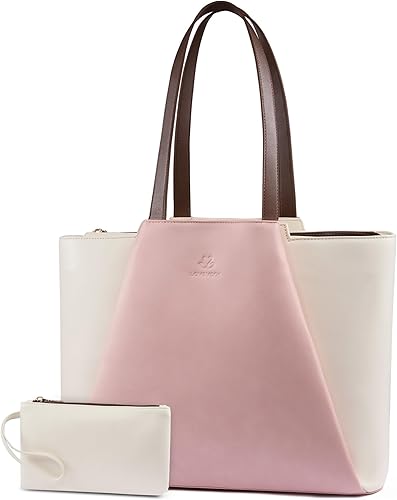 Miniatura 16 de LOVEVOOK Bolsa para laptop para mujer, 15.6 pulgadas, piel sintética, con embrague, bolsa de oficina de gran capacidad Café,Negro -,Sandy,Negro y