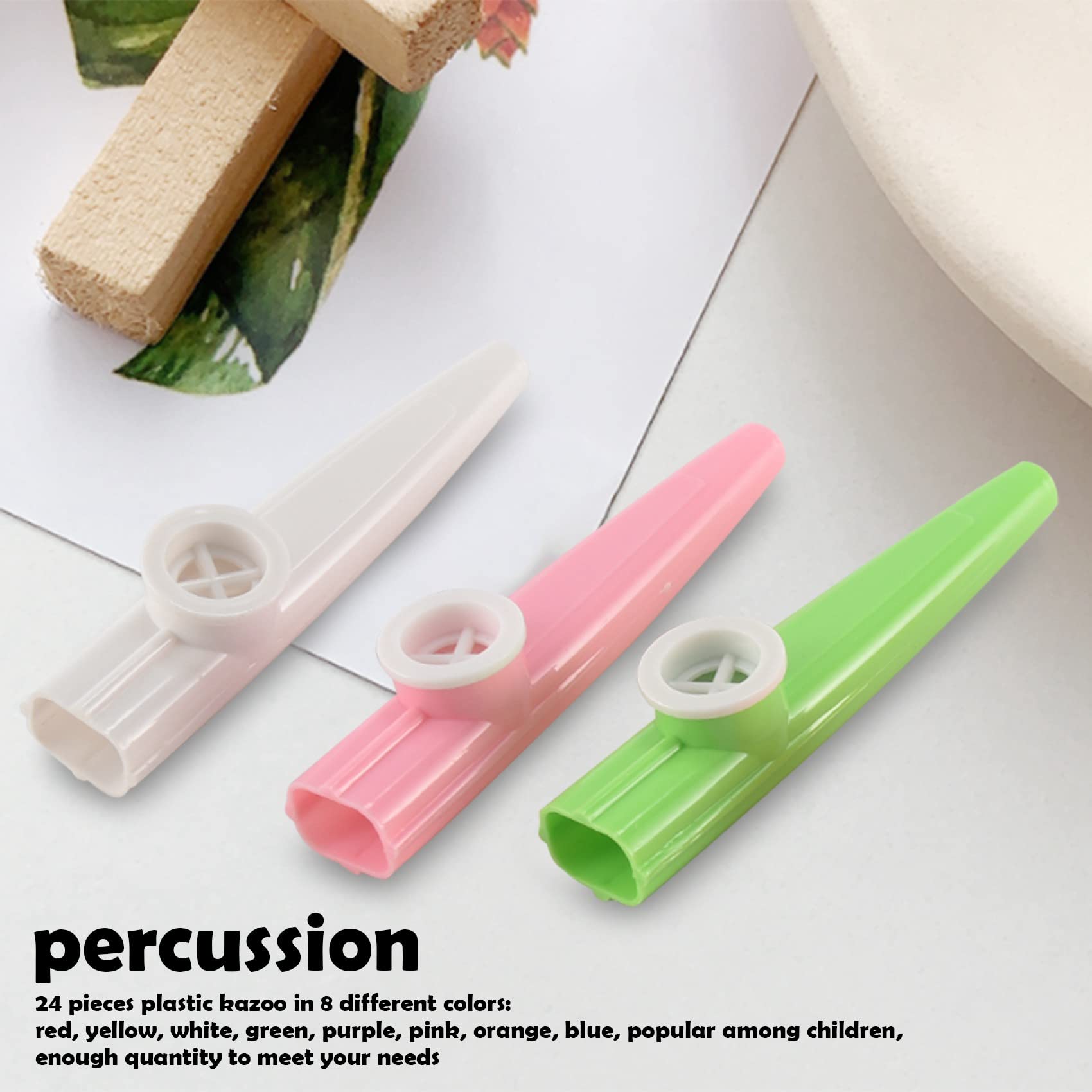 Oikabio 24 Stuks Plastic Kazoos 8 Kleurrijke Kazoo Muziekinstrument Goede Metgezel Voor Gitaar Ukelele Viool Piano Toetsenbord Geweldig Cadeau Voor Muziekliefhebbers 24 Stuks