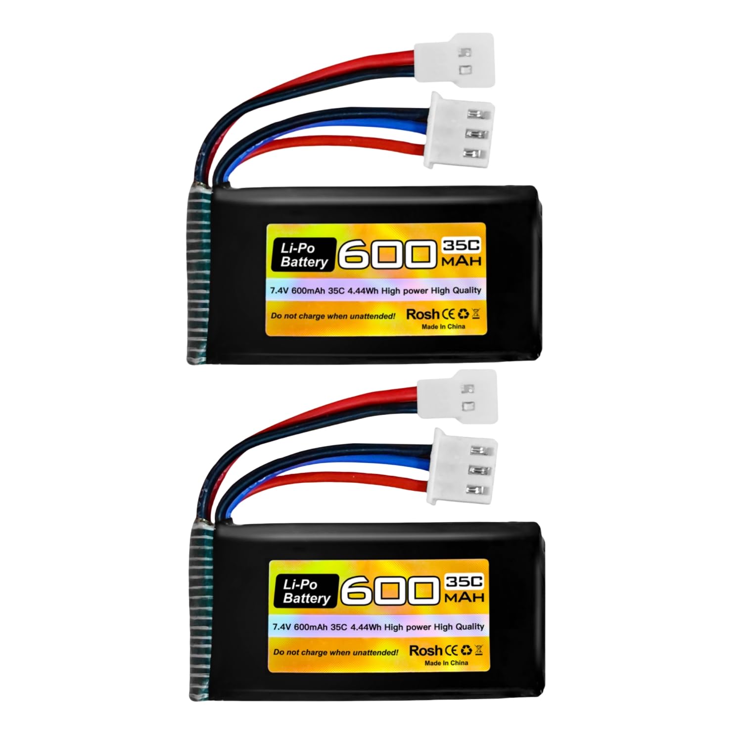 2PCS 7.4V 600mAh 35C 2S Lipo Battery with Molex Plug for FMS FCX24 RC Car Truck RC Electric Climbing Vehicle FCX24 Battery