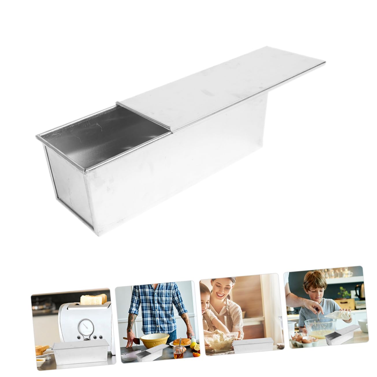 MAGICLULU 2 Piezas caja de tostadas bandeja para hornear pan lata de pan molde para pan tostado moldes de pan pequeños moldes para pan molde para pan con tapa aleación de aluminio Silver