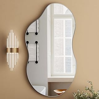 Comprar SHYFOY Espejo Asimétrico Decorativo de Pared - Marco de Metal, 81 x 49 cm - Grande para Salón, Pasillo, Entrada - Parte Trasera de Tablero de Fibra de Densidad Media