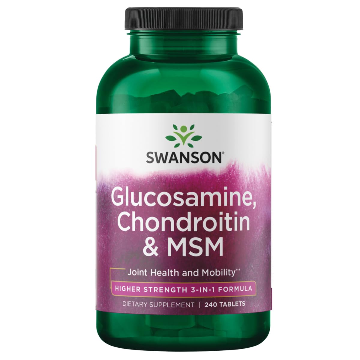Swanson Glucosamine Chondroitin MSM (methylsulfonylmethane) 3-in-1 Formula Joint Mobility Flexibility Comfort Cartilage Connective Tissue Health Support Dietary Supplement 240 Tablets (Tabs)