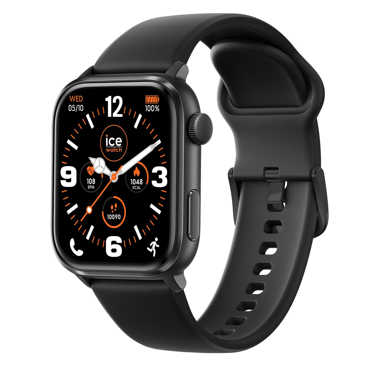 ICE-WATCH - Ice Smart 3.0 Black 1.78 AMOLED GPS - Orologio Connesso Rettangolare Nero Misto con Cinturino in Silicone - 024299 (1.78 Pollici)