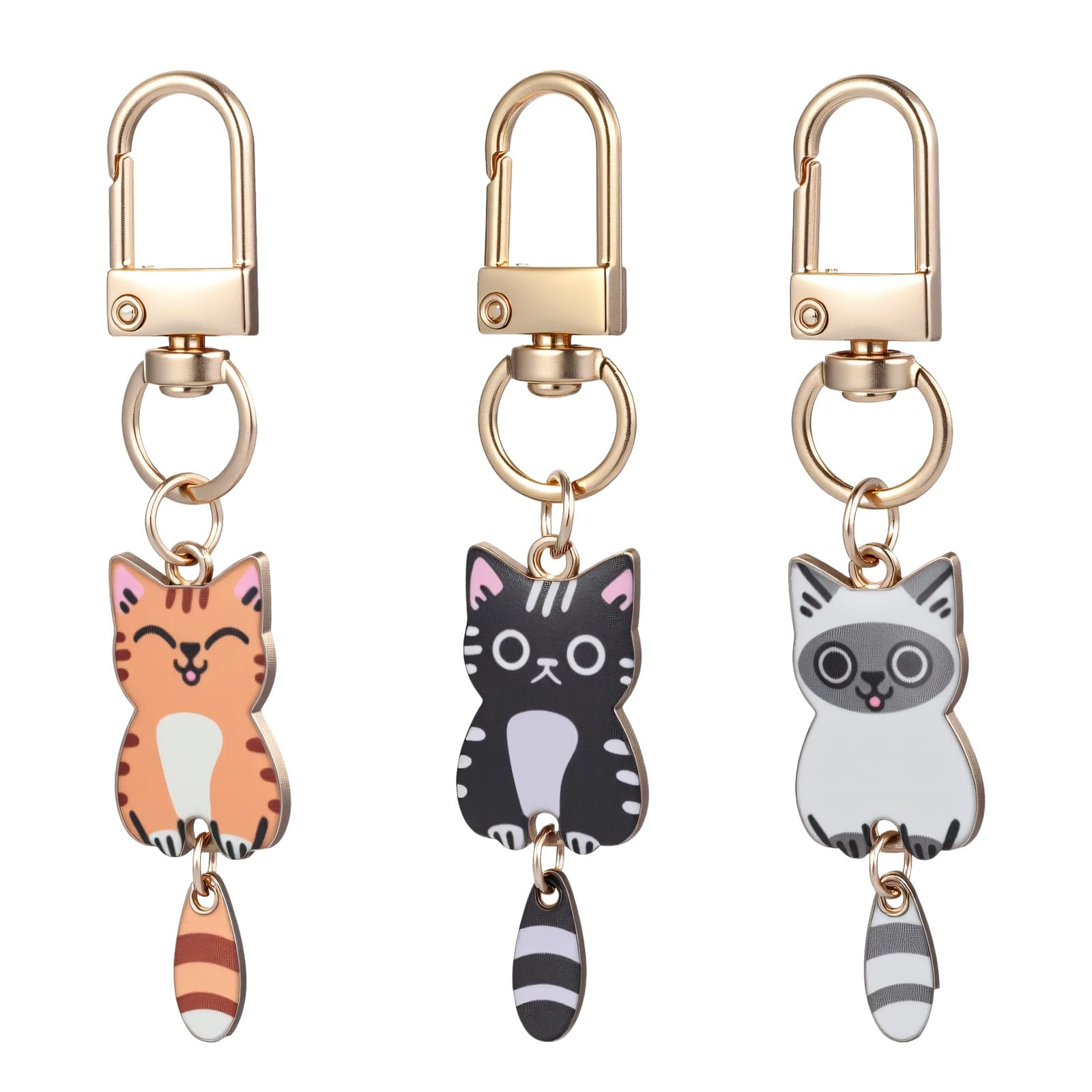 Ouligay 3 sztuki breloczków do kluczy z kotem, mały kot, zawieszka do torebki, prezenty dla miłośników kotów, Cute Cat Keychain Bag Charms, wypełnienie kalendarza adwentowego 2025, prezenty świąteczne