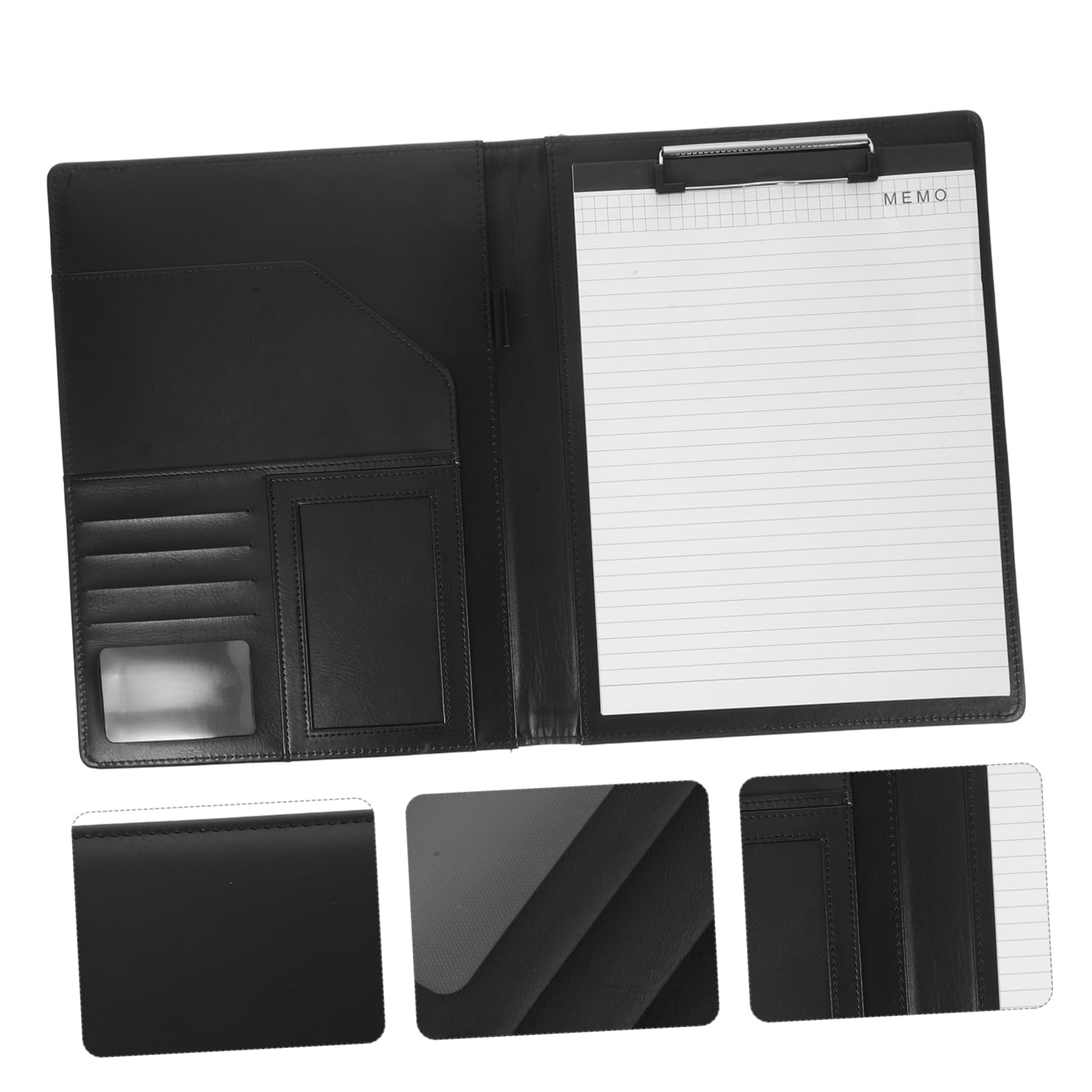 Dossier de Documents A4 en Cuir Noir, Classeur Organisateur de Documents | Rentrée Scolaire, Dossier de Portefeuille D'entreprise, Accessoire de Bureau, Alliage D'aluminium