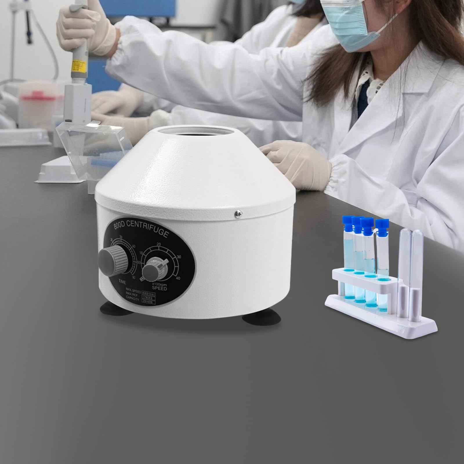 4000 rpm centrifuga da laboratorio con timer, centrifuga elettrica da laboratorio con rotore da 6 x 20 ml, centrifuga da tavolo per plasma, siero, vaccino (220 V, 1790 g, timer da 0 a 60 minuti)