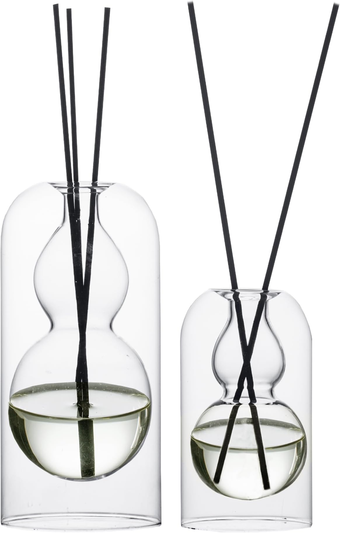 Empty Glass Fragrance Reed Diffuser Bottles,for Essential Oil, with 16pcs Black Reed Sticks,Minimalist Decor,2pcs/Set.