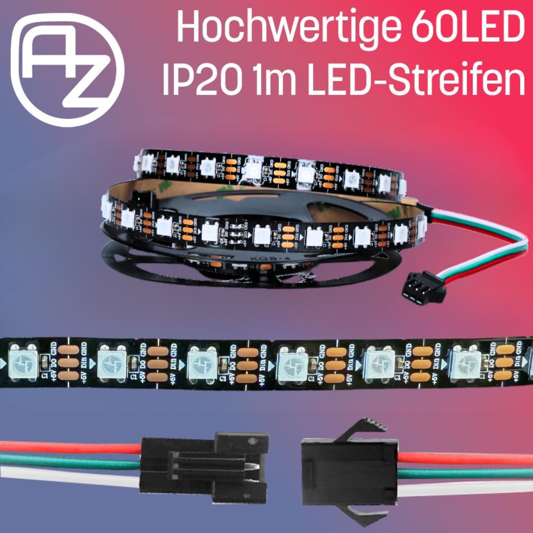 AZDelivery 1M WS2812B 60 diod LED/m 60 pikseli/m / m taśma LED RGB adresowalna taśma LED 5050 SMD LED IP20 czarna, niewodoszczelna