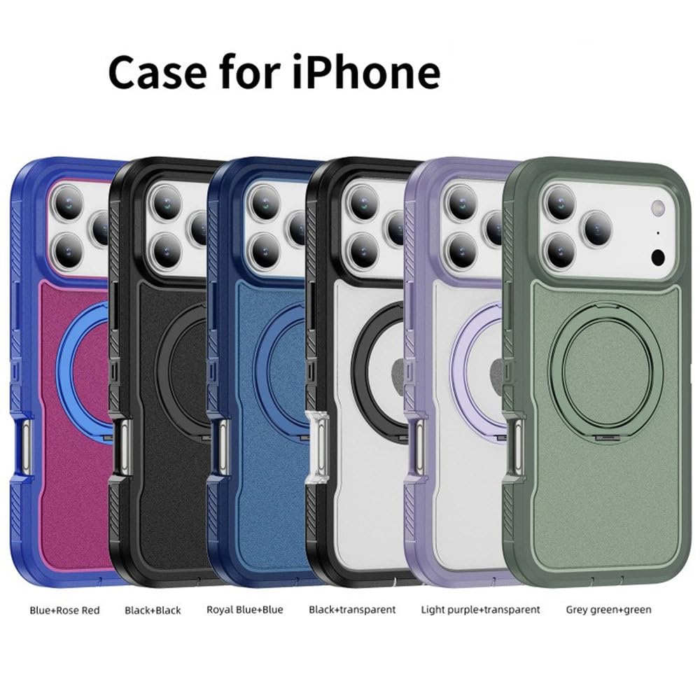 Magnetyczny uchwyt obrotowy 360°, antypoślizgowy, do iPhone'a 17 Pro Max 17 Air, etui z ładowaniem bezprzewodowym, odporne na wstrząsy, fioletowe, do iPhone'a 17 Air