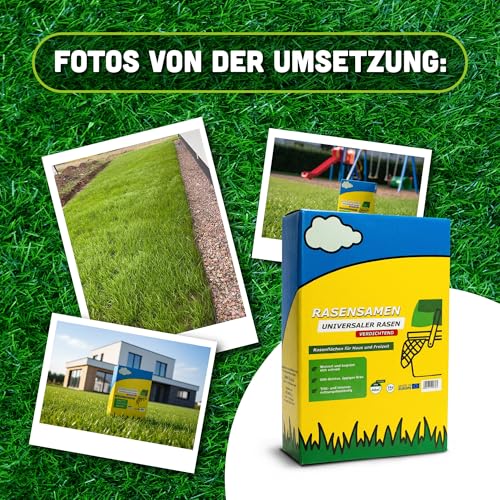 Rasensamen 1 kg Turbo schnellkeimend für 40m² - Universal Grassamen für jeden Garten - Rasensaat für sattgrünen - Samen ideal für Neuansaat und Nachsaat - Robust Gras - Rasen Frühjahr