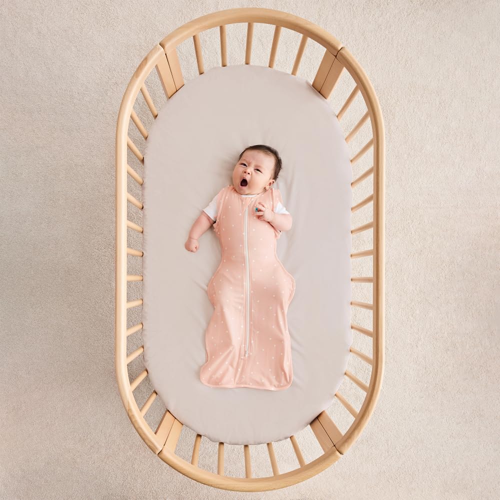 Love To Dream Swaddle Up Transition Bag, Twin Zipper, Arms-Free Baby Sleep Sack with Zip-Off Wings, Lightweight, Hip Healthy, Moderate Ideal Temperatures 24°C & 27°C, Heart Blush, Large (6-9 Months)