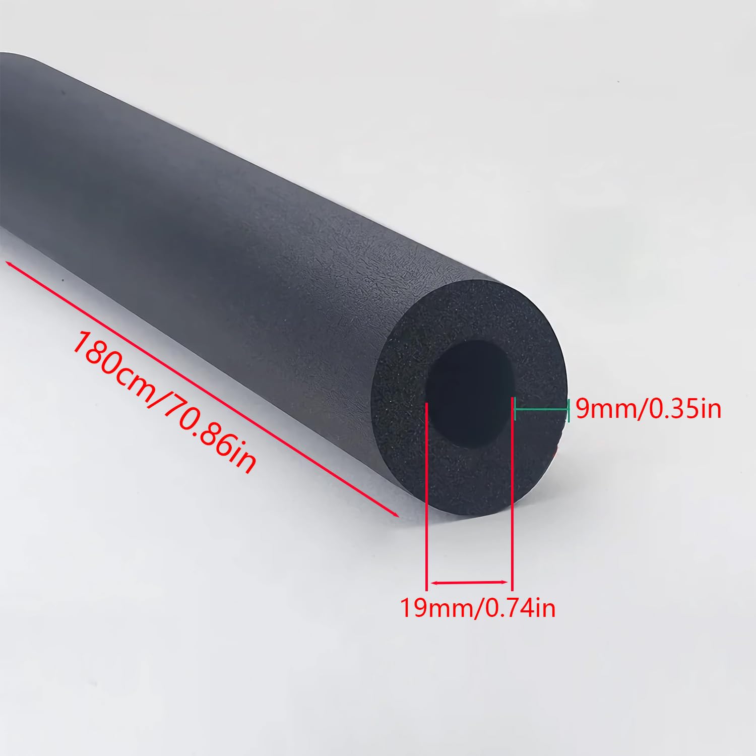 Samouszczelniająca izolacja rur, Ø 19 mm / 9 mm, izolacja rur, pianka, czarna, 1,8 m, powłoka rurowa, izolacja rur do izolacji rur, urządzeń fitness itp. (Ø 19 mm)