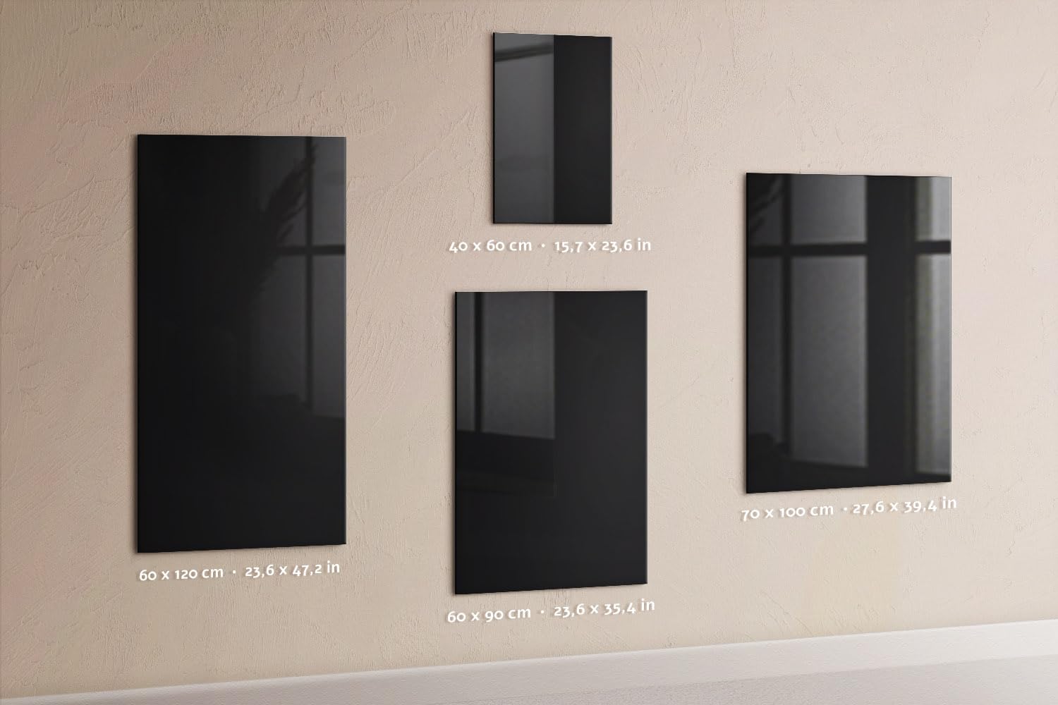 Elegantes magnetisches Glas-Whiteboard | Neodym-Magnete, Marker & Schwamm inklusive | Ultraglatte Oberfläche | Perfekt für Struktur & Überblick - 70x100 - Schwarze Farbe