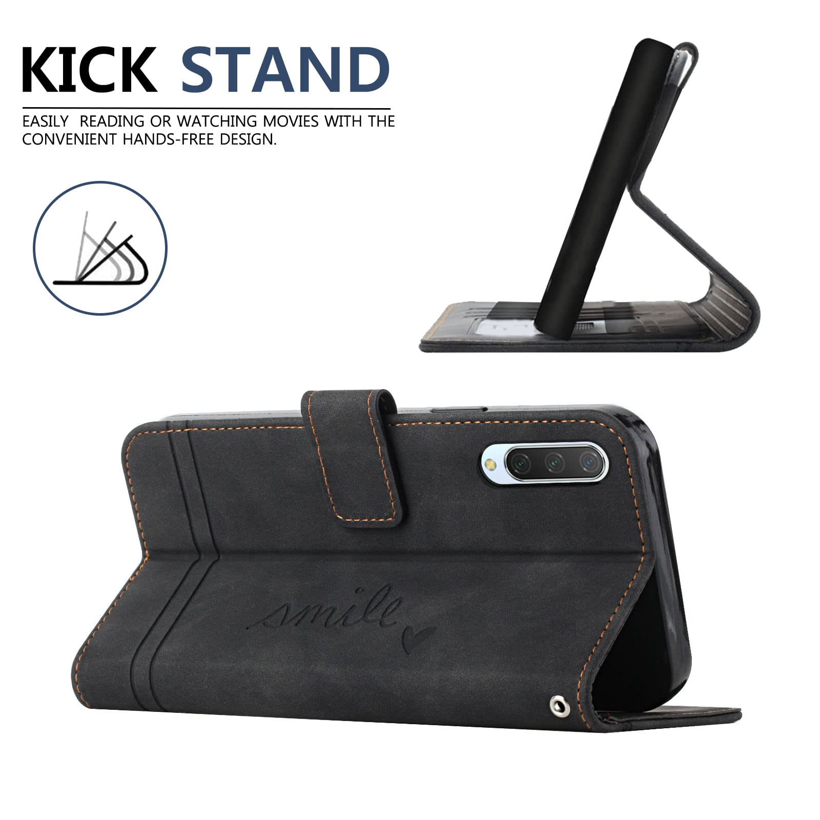 KANVOOS Cover per Xiaomi Redmi 9T, Cover a Libro Portafoglio in Pelle PU [Porta Carte] [Magnetica], Antiurto Flip Case Custodia per Redmi 9T (Nero