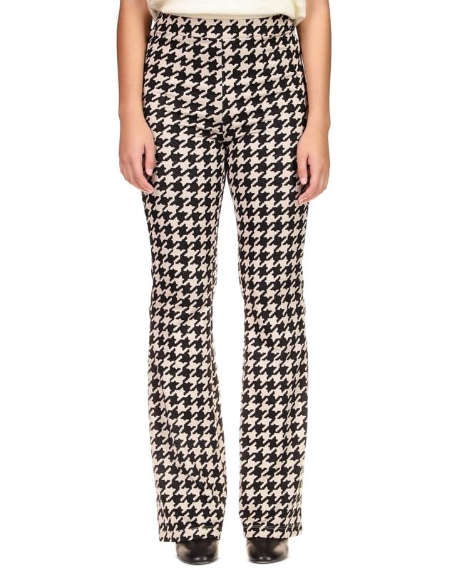 Sanctuary Women's Filmore Flare-Leg Pants (Vanilla Mini Houndstooth, Large)