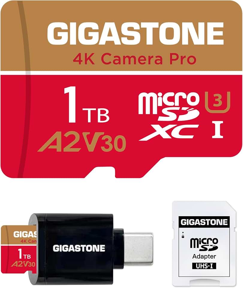 【5-Years Data Recovery】GIGASTONE 1TB Micro SD Card, 4K Camer