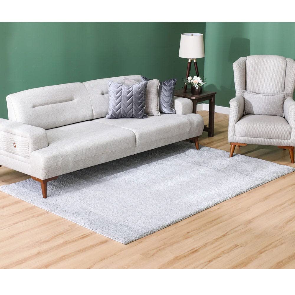 Danube Home Shimmer Shag Plain Rug| Microfiber Floor Covering Rectangle Carpets | Modern Home Area Rug Floor Decor For Bedroom Living Room L 240 x W 160 cm - Grey | 231300466567