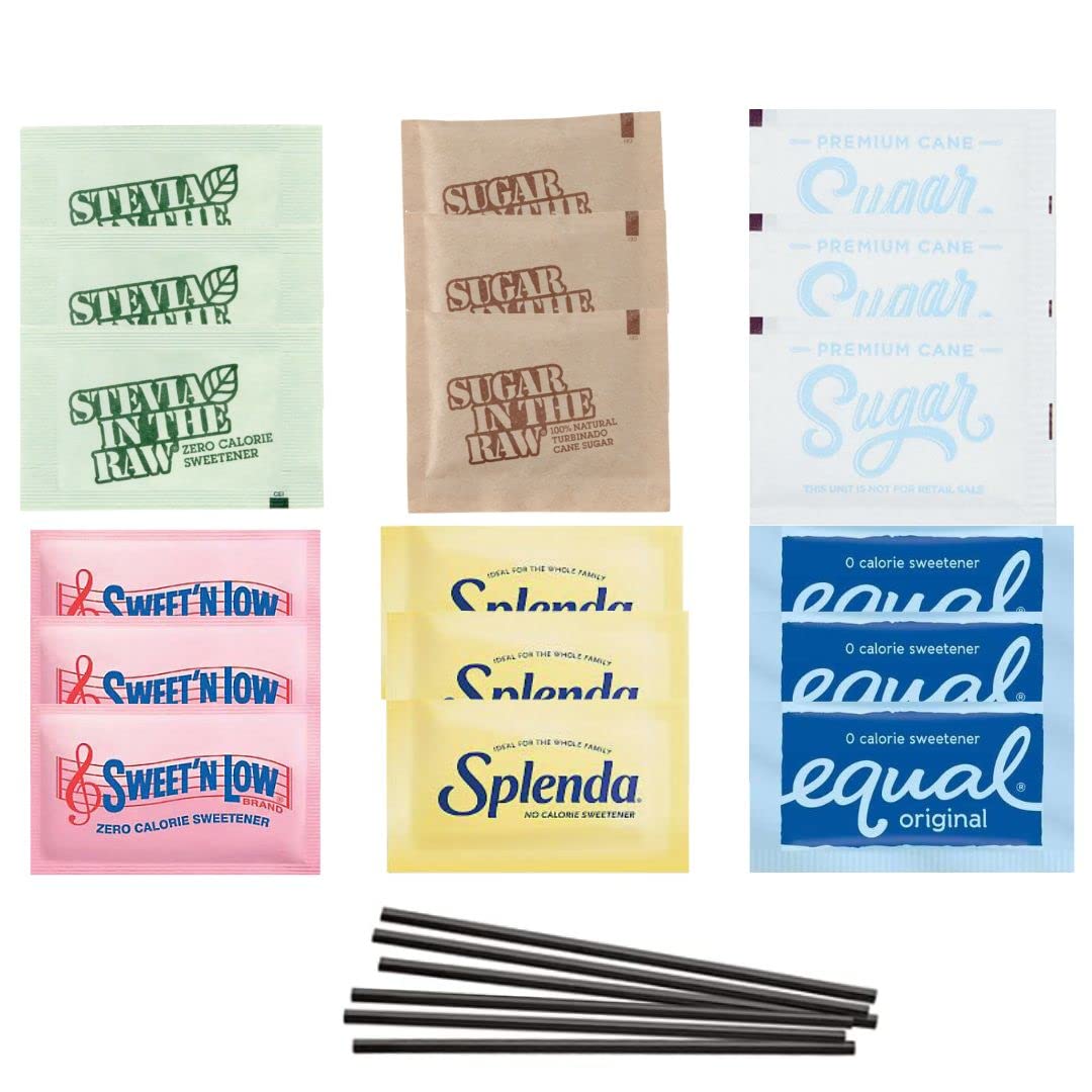 Sugar and Sweetener Assortment Packets Bundle Sugar and