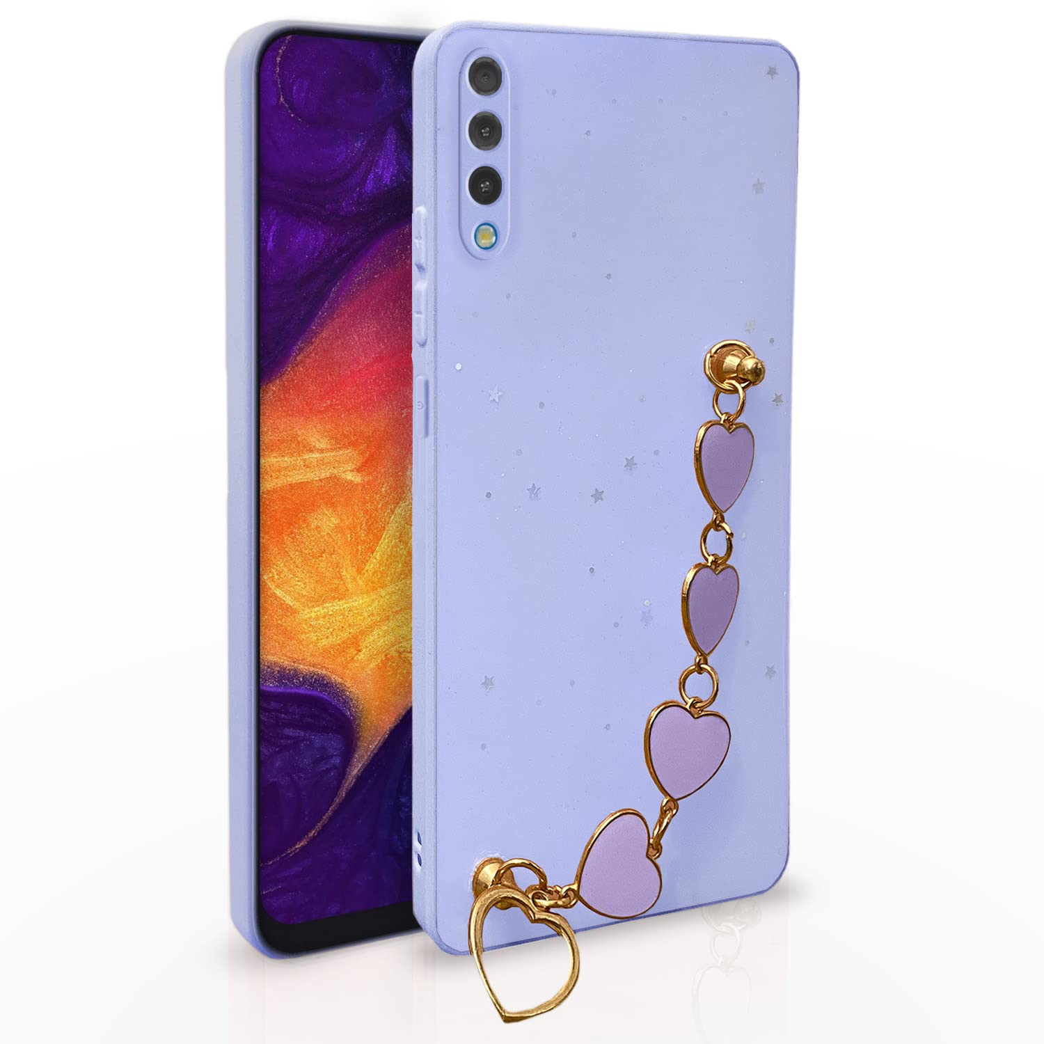 Pikkme Samsung Galaxy A50 / A50S / A30S Back Cover for Girls | Heart Shaped Metal Chain Blocks | Sparkling Soft TPU | Case for Samsung Galaxy A50 / A50S / A30S (Purple) (B0C2VQ4ZD8) Amazon Price History, Amazon Price Tracker