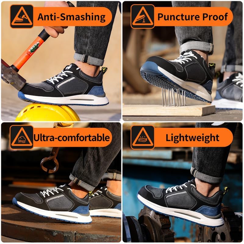 LAoutun Steel Toe Shoes for Men Women Safety Work Shoes Indestructible Steel Toe Sneakers Lightweight Work Shoes Toe Shoes - Image 7