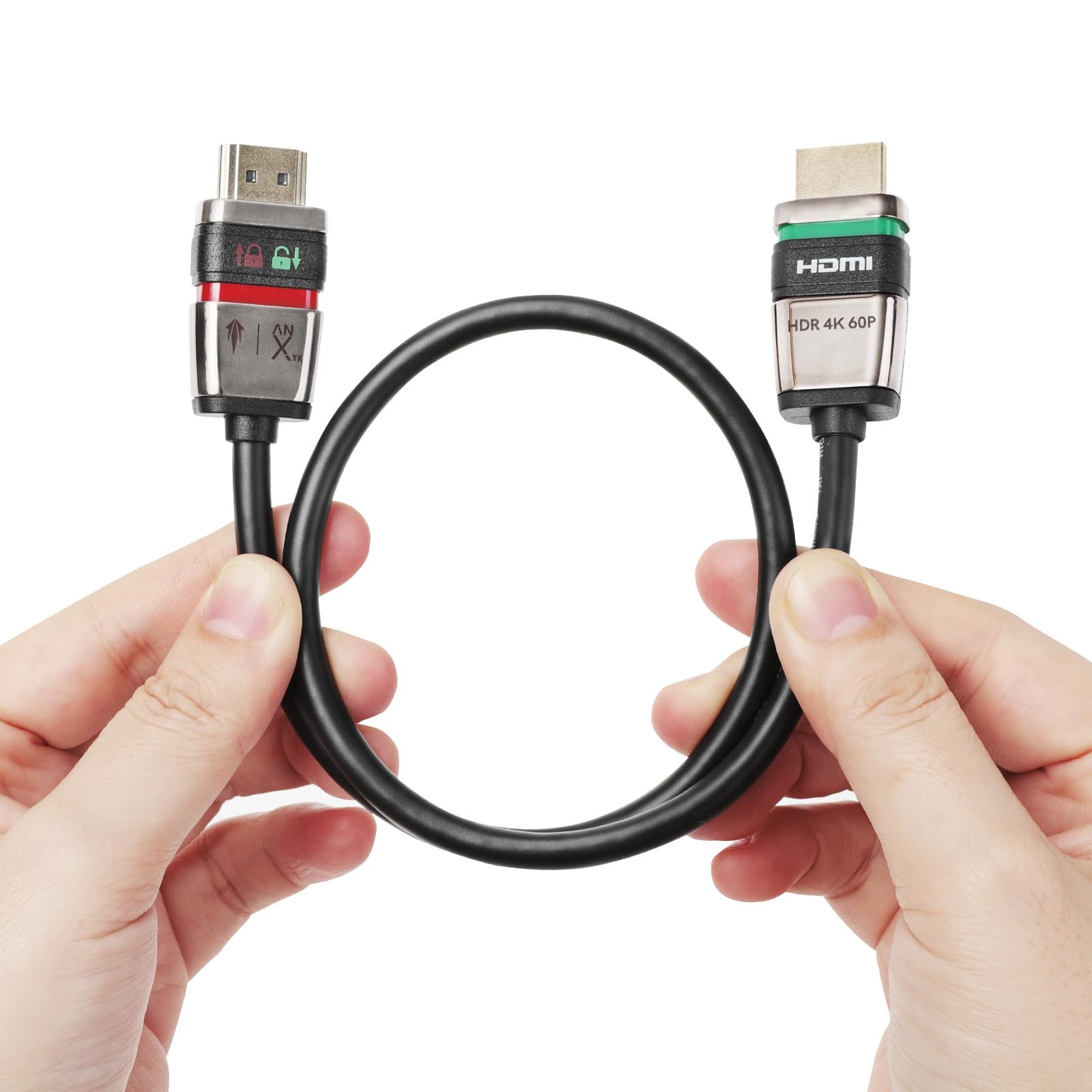 Câble HDMI 2.0 verrouillable – 4K @ 60 Hz 18 Gbit/s HDR pour transfert vidéo haute vitesse avec système Ultra Lock (2 m)