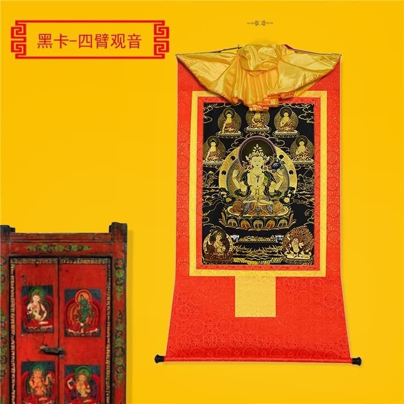 Thangka Bouddhiste,Tapisserie De Bouddha Avec Roul Tapisserie Bouddhiste, Thangka Tibu00e9tain, Avalokitesvara U00e0 Quatre Bras, Padmapani, Tapisserie