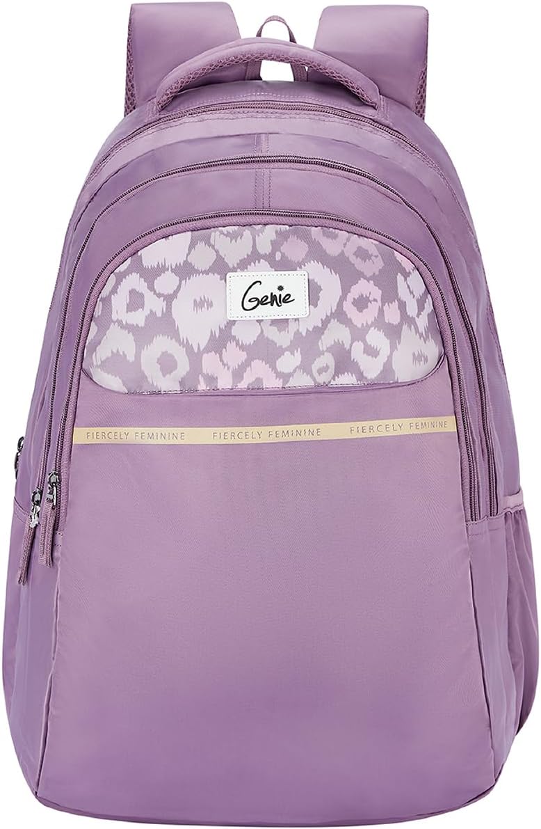 Kira 4 Compartment Laptop Backpack In Pastel Lavender Colour.3 Zips, Water Resistant, Lightweight Bags For Office, Travelling. 36 Litres. 19"