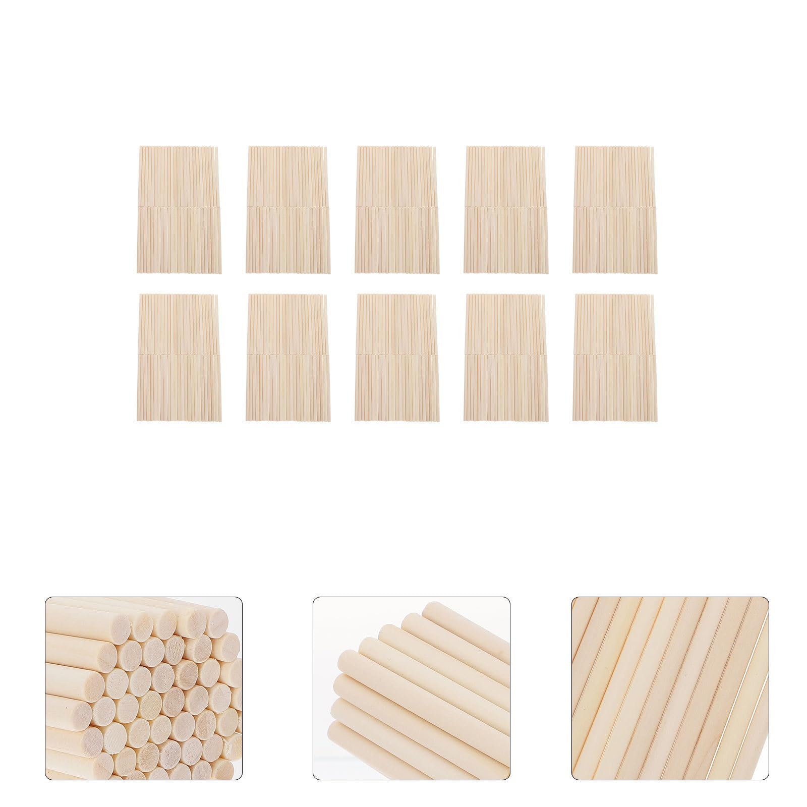 Palitos de Helado de Madera Beige 500 Piezas para Bricolaje | Varillas Redondas, Acabado Liso y Agarre Cómodo, Uso en Modelado y Juguetes de Madera