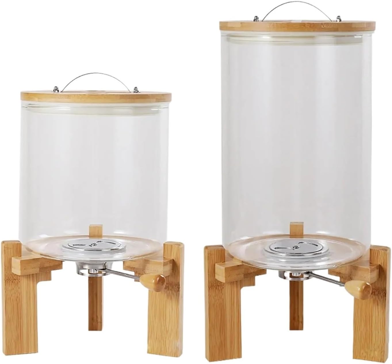 Fit for Glass Rice Dispenser with Wooden Base - Kitchen Food Storage Container for Cereal, Sugar, and Grains(7.5L)