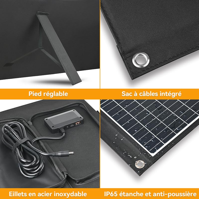 Panneau solaire pliable 200 W, compatibilité : module adaptateur d'alimentation DJI pour panneau solaire (MPPT),Power 2000, Power 1000 V2, Power 1000, Power 500