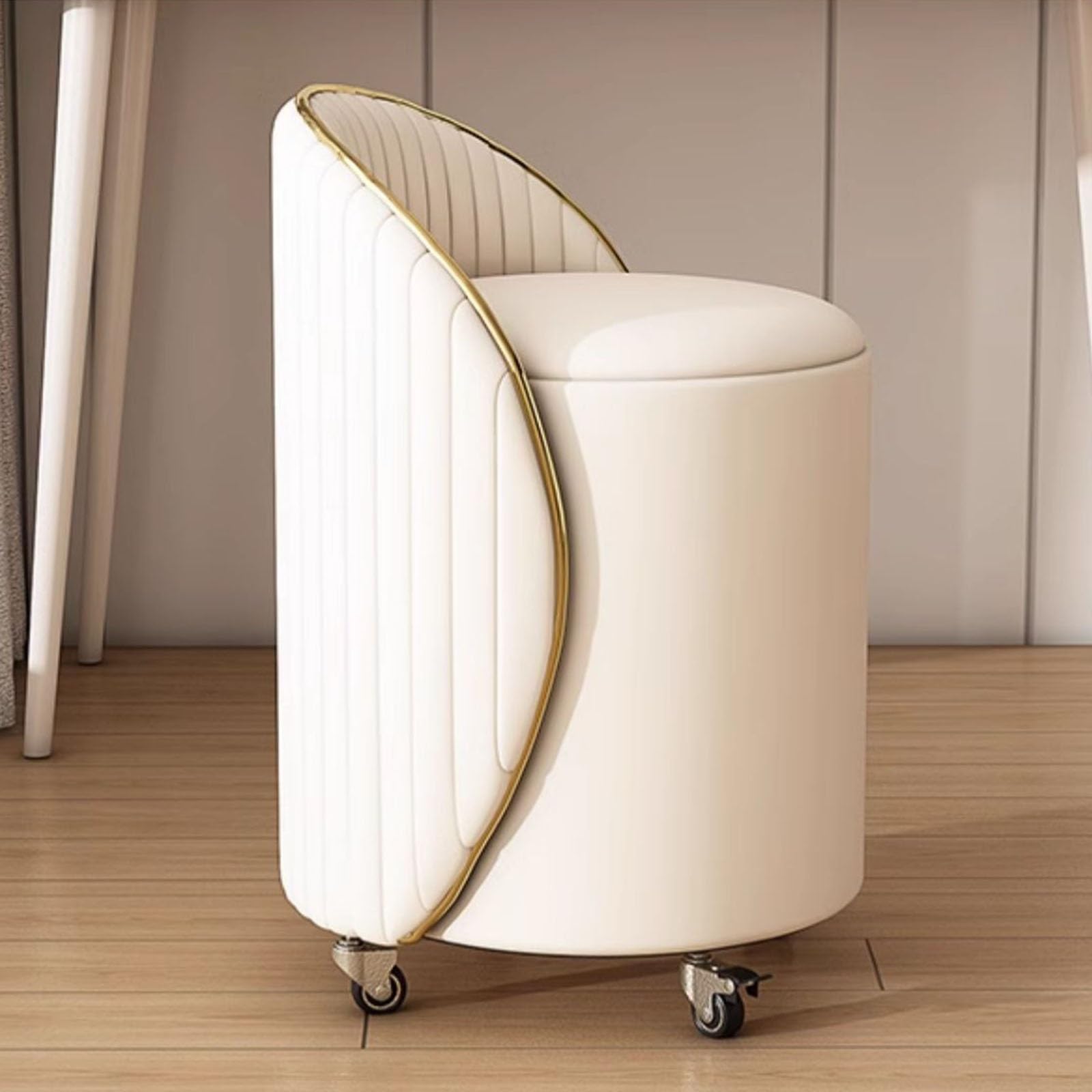 Pouf rond moderne repose-pieds rotatif salon chambre : siège d'appoint et rangement