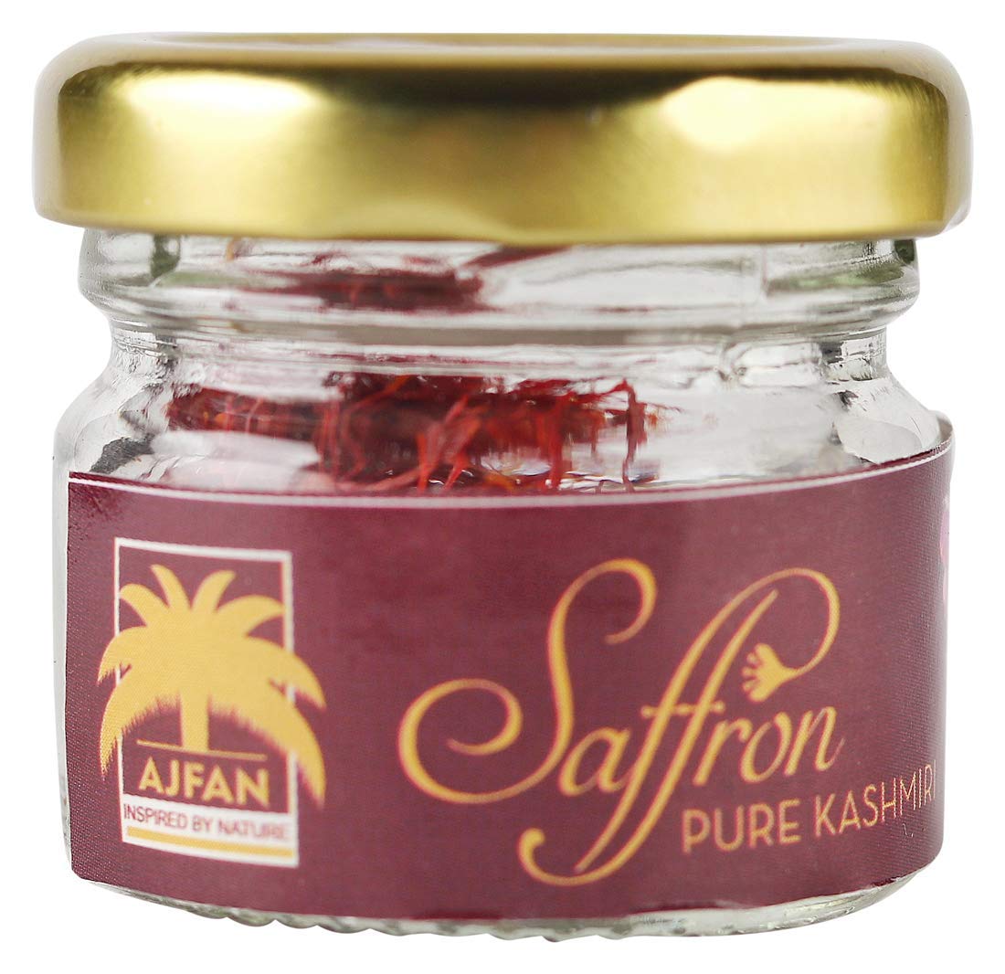 Ajfan Pure Handpicked Kashmiri Saffron / Kashmiri Kesar / Keshar / Vacuum Packed Glass Bottle (Certified Grade A) for Biryani, Beauty, Improved Health and Tilak (2 Grams)