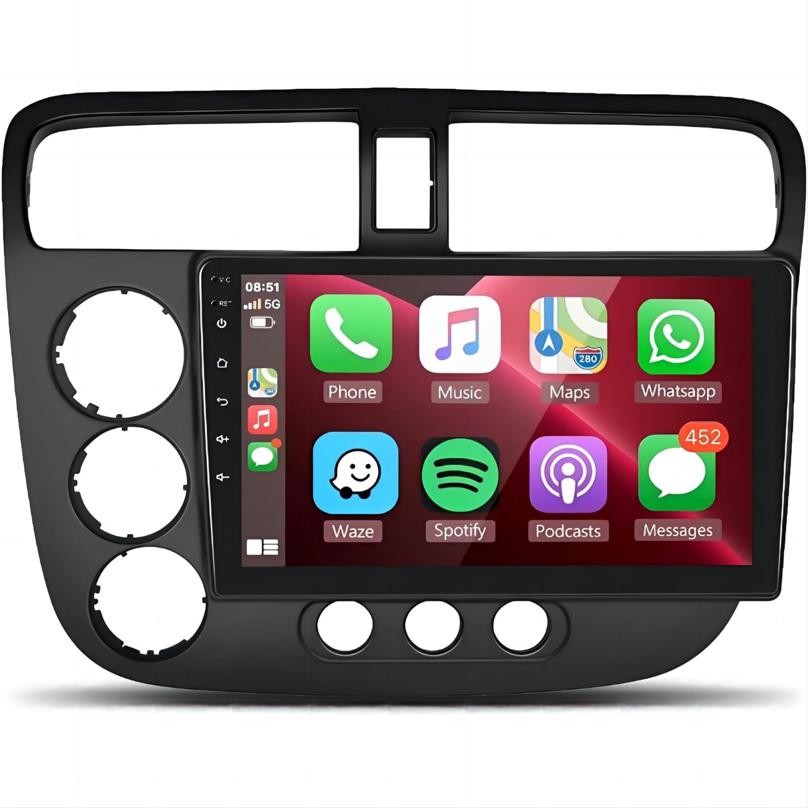 9 inch Car Radio for Honda Civic 2000 2001 2002 2003 2004 2005 with Wireless Carplay Android Auto [2+32G] Touch Screen Stereo with WiFi Bluetooth FM