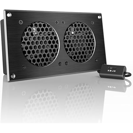 AC Infinity AIRPLATE S5, Quiet Cooling Fan System 8" with Speed Control, for Home Theater AV Cabinets