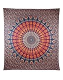 ele ELEOPTION Wandteppich Indian Mandala Wall Hanging Hippie Tapestry Wanddeko für Kinderzimmer Wohnzimmer Schlafzimmer auch als Yogamatte Picknickdecke Strandtücher (Rot & Grün, 150 x 205cm)