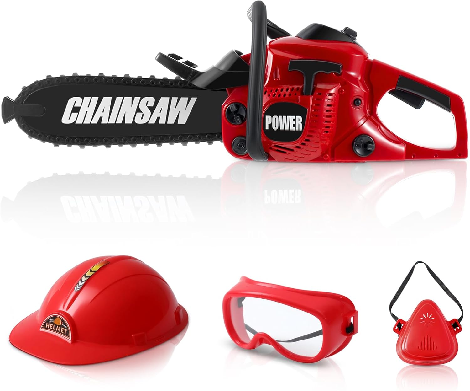 4 Pcs Toy Weed Trimmer Set for Kids with Masks Toy Helmet and Earmuffs Gardening Tool Gardening Equipment Battery Pretend Set Christmas Birthday Gifts for Boys and Girls