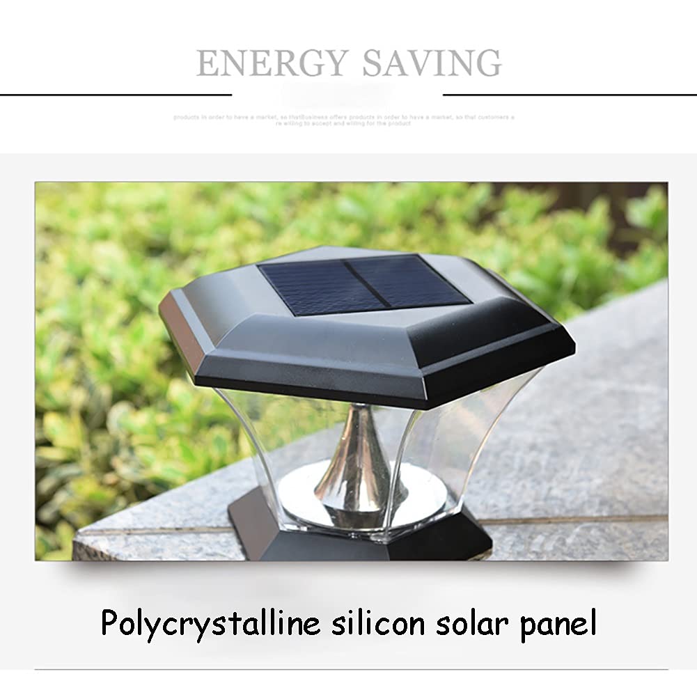 Farola Solar Impermeable LED para Jardín - Lámpara de Poste Al Aire Libre, Columna Solar con Cabeza y Valla de Madera
