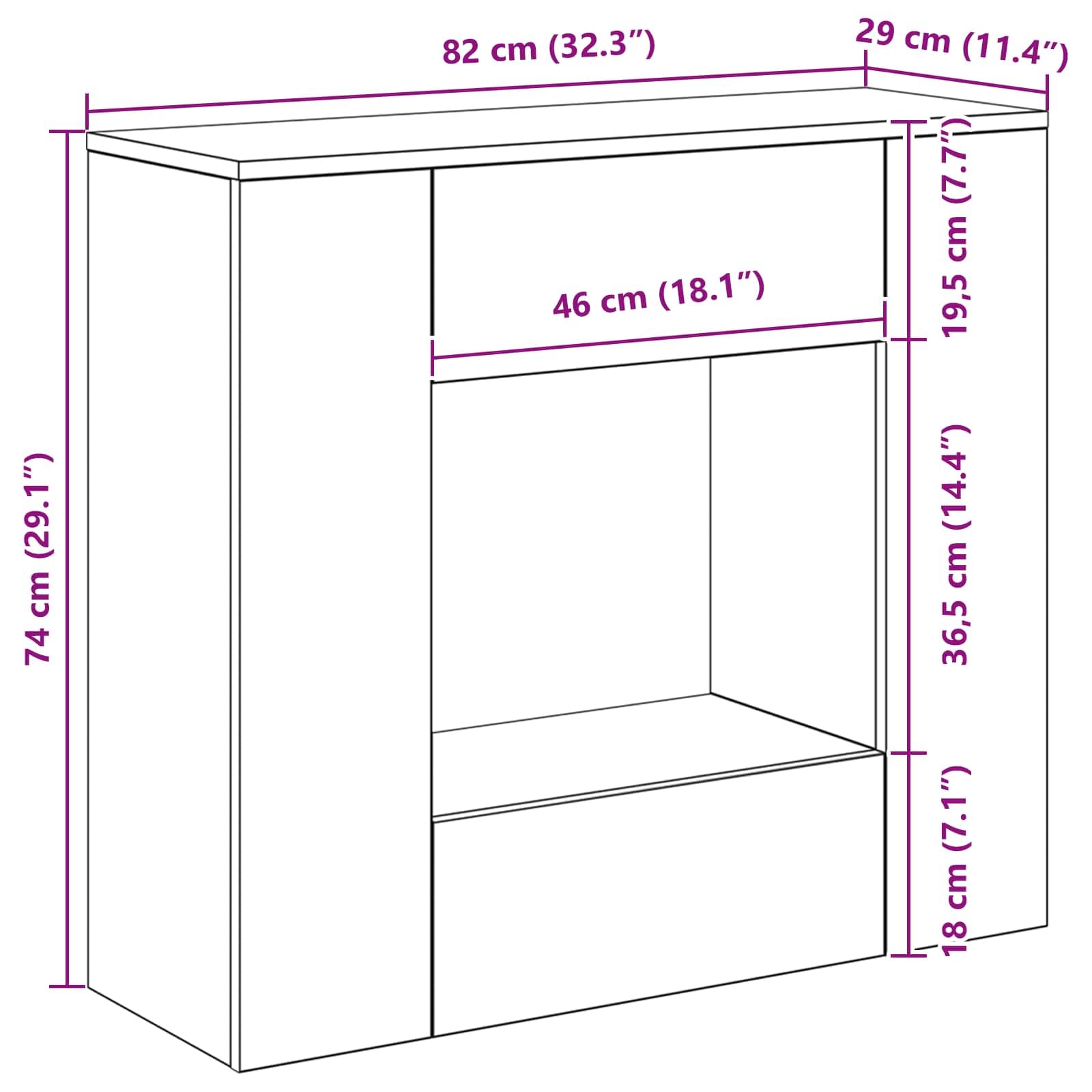 Tavolo consolle grigio cemento, 82 x 29 x 74 cm, in legno con cassetto e ripiano, tavolino sottile per corridoio, soggiorno, camera da letto, moderno tavolo da parete con spazio e ripiano