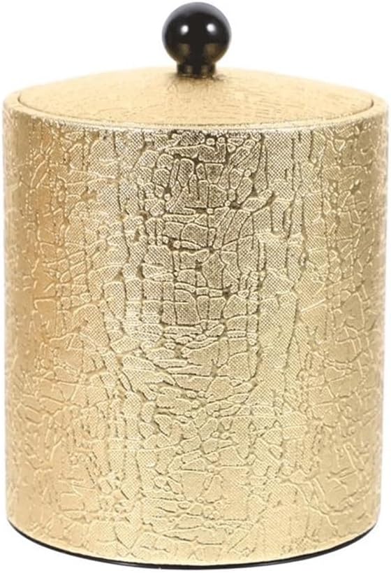 1.2 Liter Gold Faux Leather Insulated Ice Bucket with Bonus Ice Tongs Reliable Stainless Steel Liner ice Buckets with lids(Black)