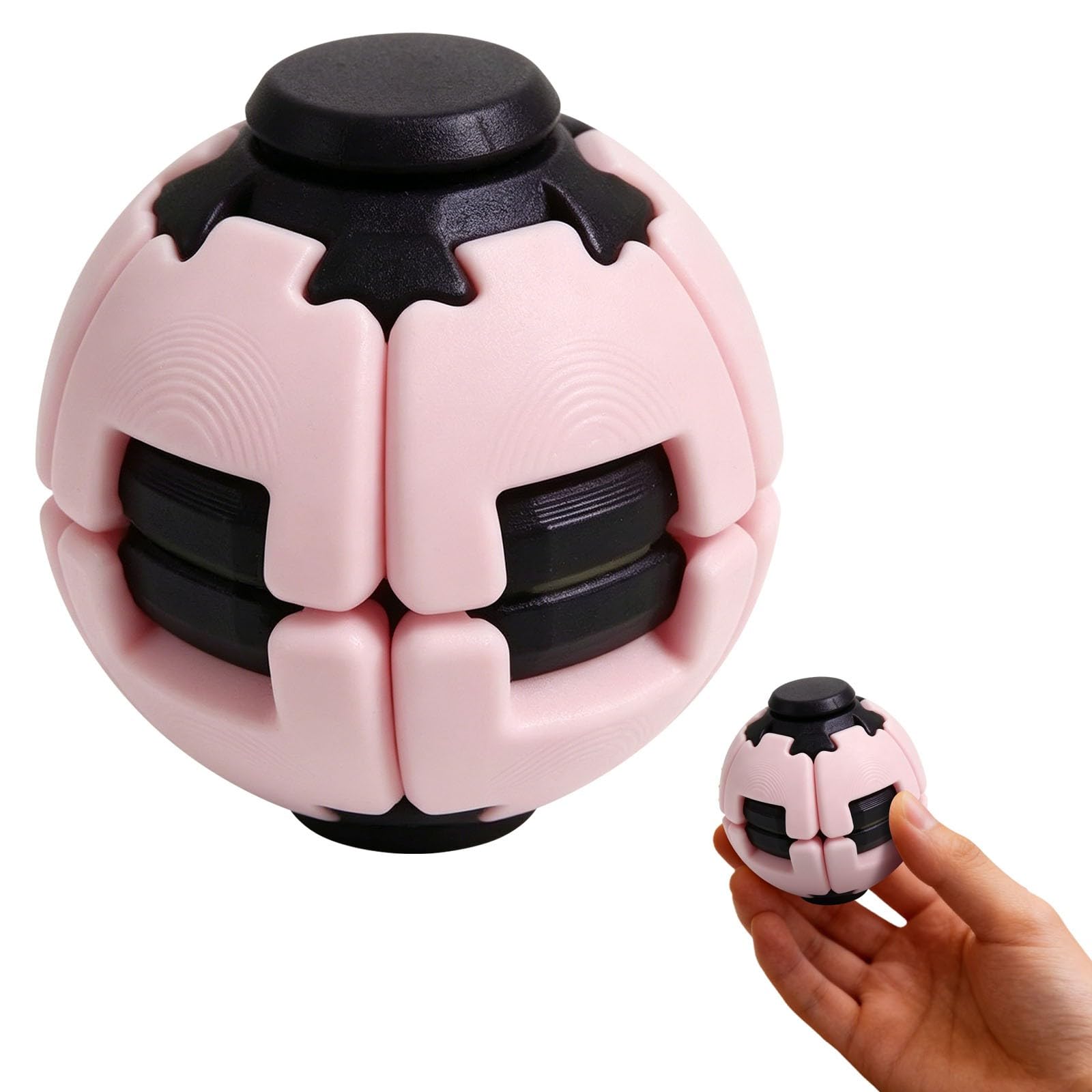Fidget Spinner, Fidget Toys - 2 In 1 Press & Auto Rotate Decompression Toy, Dual Form Freely Switchable, Pocket Portable Fidget Spinner For Anxiety Relief (Pinkish-Black)