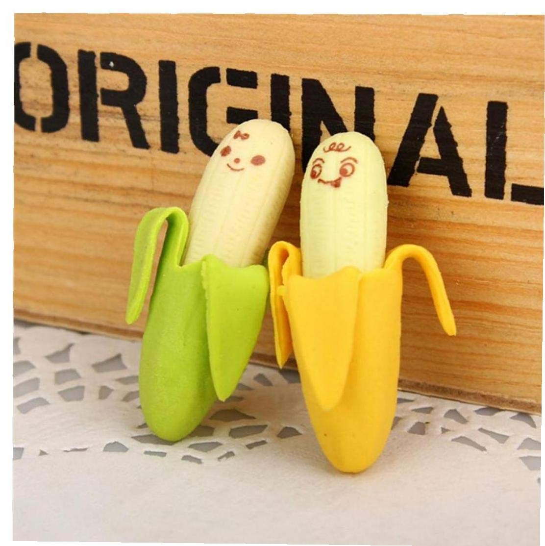 Zonfer 2pcs Cute Banana Pencil Rubber Erasers School Office Stationery Kid Children