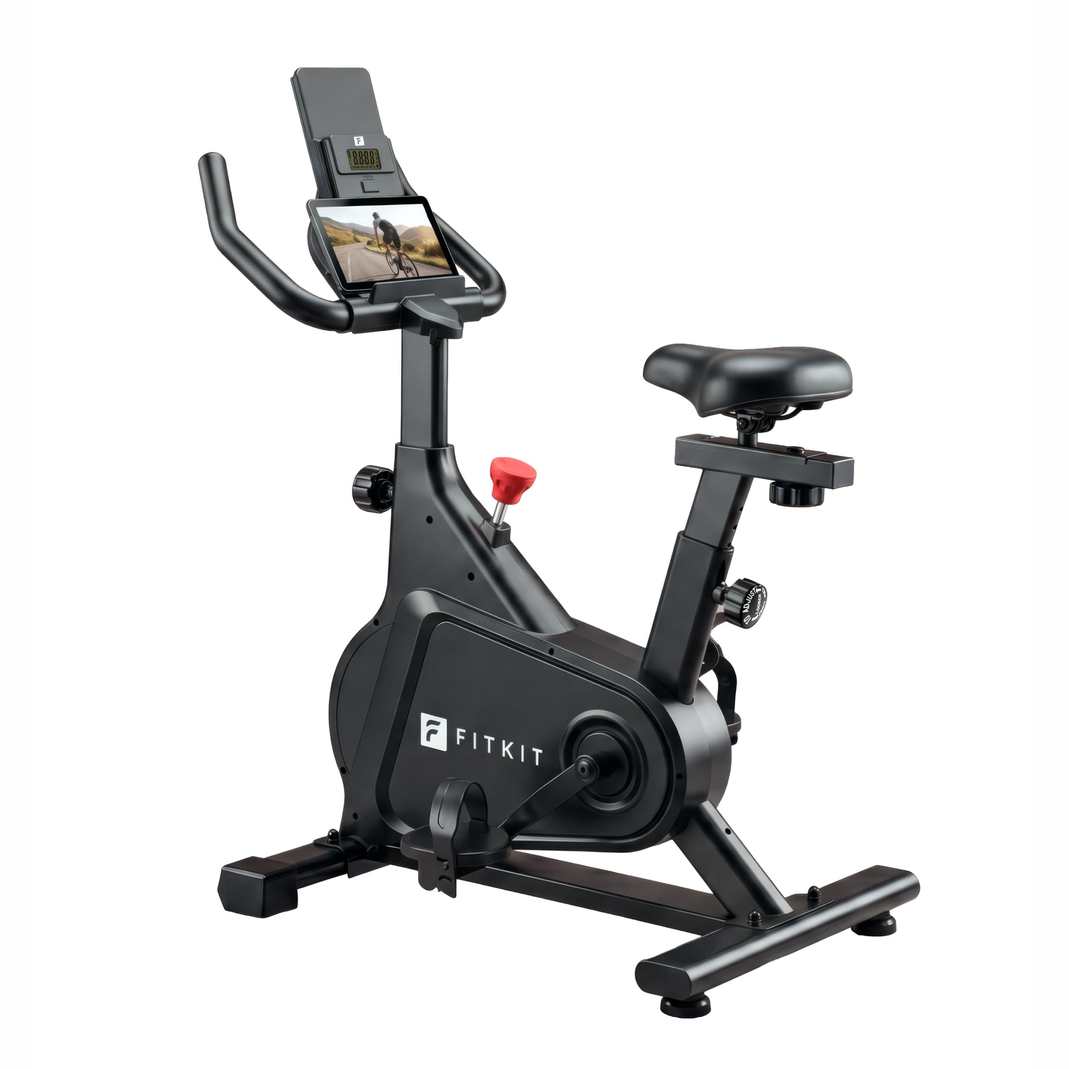 Fitkit by Cult FK8002 Spin Bike 4 kg Flywheel, Max Weight 140 kg, Adjustable Seat, LCD Display for Fitness at Home Workouts Exercise Cycle for Home (Black)-image-13