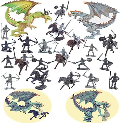 Guaishou Dragon Knight Action Figure Horse with Lance Fantasy World Ancient Soldiers Warriors Army Cavalry Party Favors Classic Soldier Toys