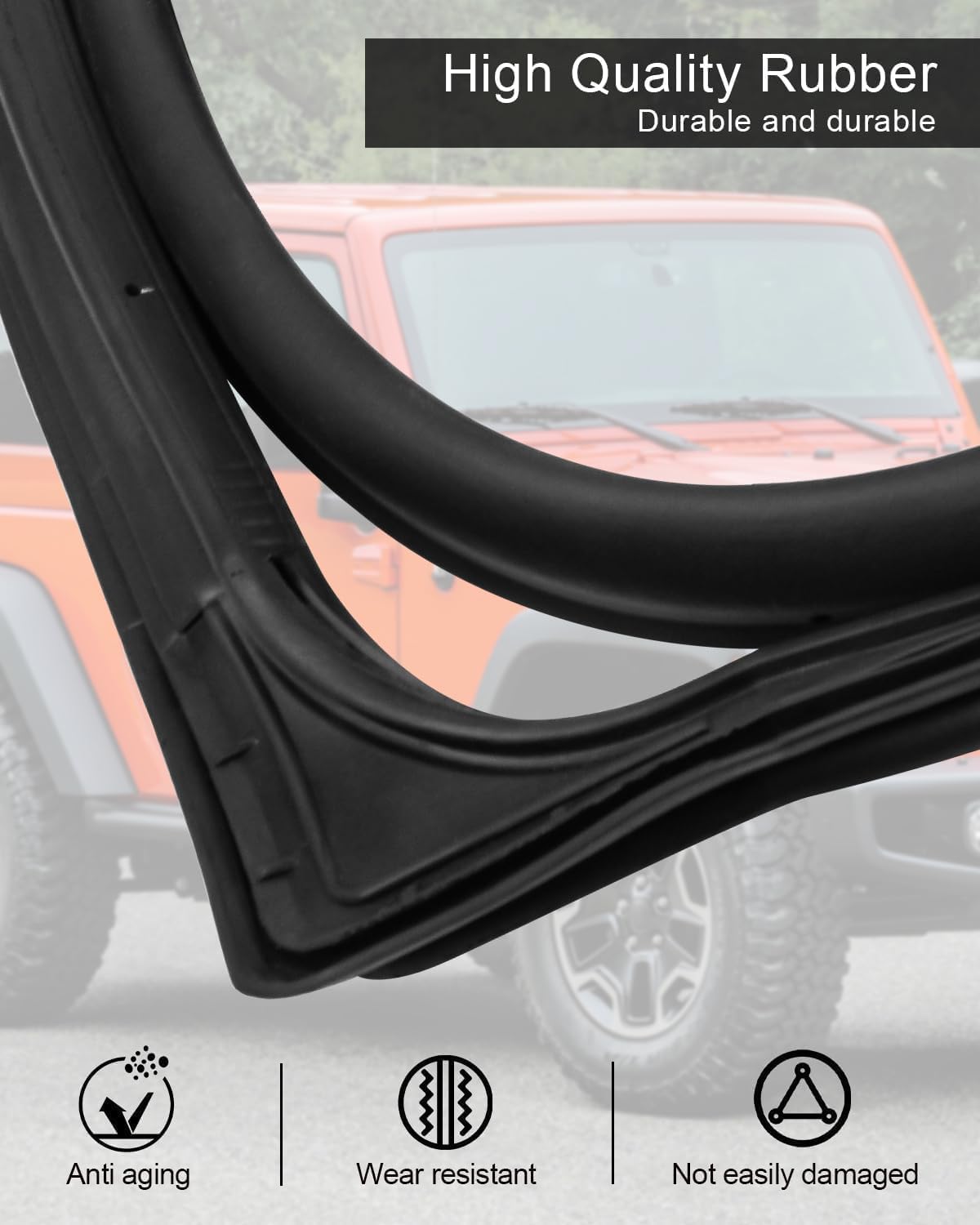 TIKSCIENCE Front Rubber Full Door Weather Strip Seal Kit Fit for Jeep Wrangler JK 2007-2018 Left and Right Side Replace 12303.21 55395274AW 55395275AW, Circumference 137 Inches, Thickness 0.6 Inches