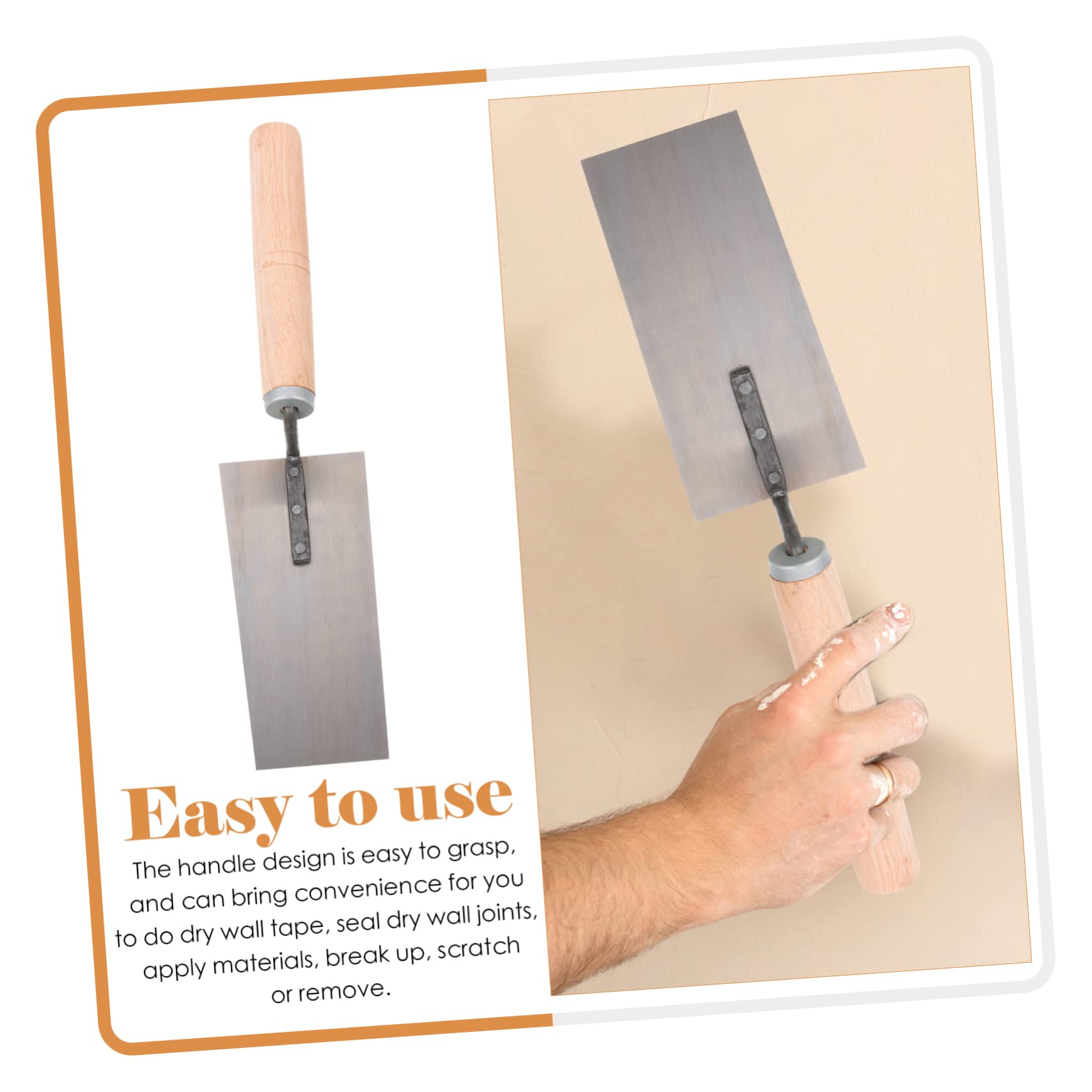 Paleta de Albañilería de Acero Inoxidable 5 Piezas para Acabado | Mango de Madera, Nivelado y Modelado de Yeso, Formato 5 Unidades, Uso en Obra y Enlucido