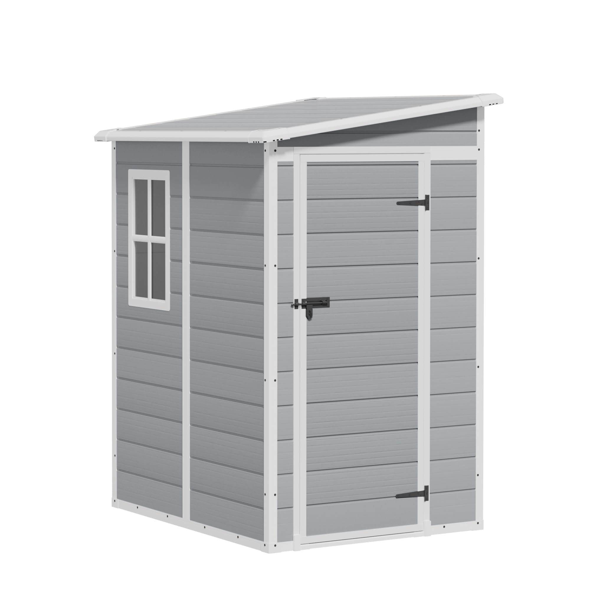 Greesum 5x4FT Plastic Outdoor Storage Shed with Floor, Light Gray